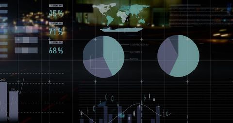 Data Analysis Dashboard Overlaid on Night City Traffic Background - Download Free Stock Images Pikwizard.com
