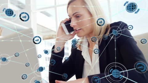Businesswoman Engaging in Global Networking Communication