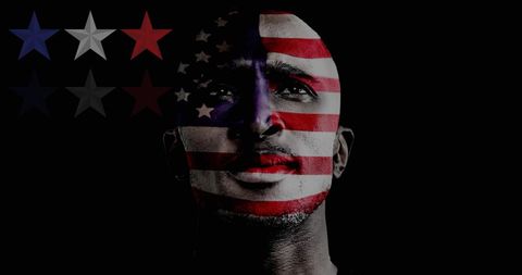 Man with American Flag Paint on Black Background for Patriotic Themes - Download Free Stock Images Pikwizard.com