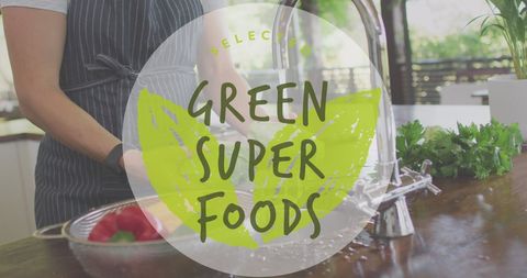 Healthy lifestyle with green super foods concept design