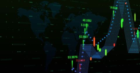 Global Stock Market Graph on a Digital World Map - Download Free Stock Images Pikwizard.com
