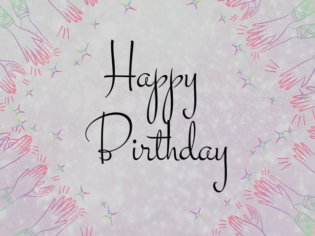 Suitable for designing birthday cards, invitations, and social media birthday messages. Vibrant and artistic design features 'Happy Birthday' text adorned with colorful hand-drawn borders. Ideal for festive and joyous occasions.