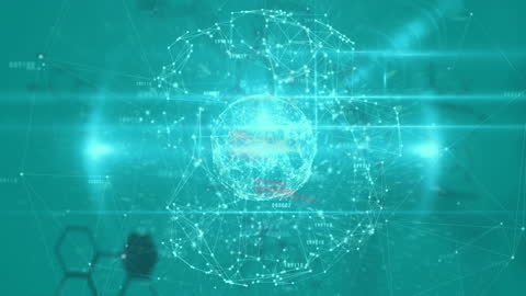 Abstract Digital Network Connections on Futuristic Green Background