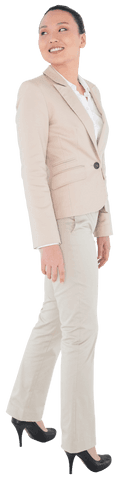 Happy asian businesswoman posing on transparent background