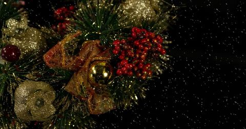 Festive Christmas Tree Decoration with Falling Snow - Download Free Stock Images Pikwizard.com