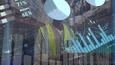 Professional Analyzing Financial Graphs in Modern Warehouse