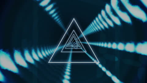 Mesmerizing Neon Triangles with Glowing Network Connections