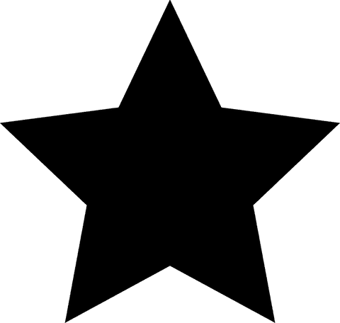 Black star on transparent background minimalist design icon