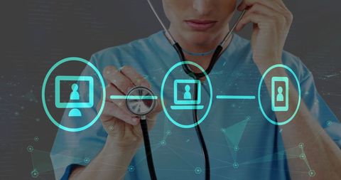 Female Doctor Exploring Digital Medical Connectivity