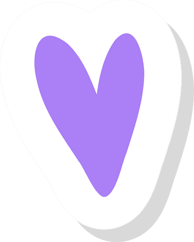 Bright purple heart graphic on transparent background