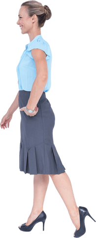 Caucasian Businesswoman Walking on Transparent Background, Isolated