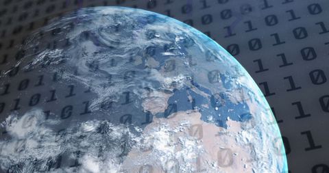 Digital Transformation of Earth with Binary Code Overlay - Download Free Stock Images Pikwizard.com