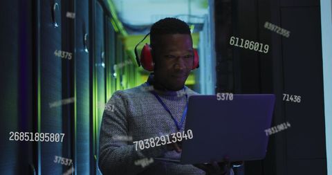 African american it engineer at work in server room