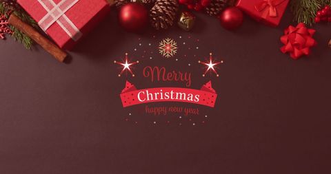 Elegant Christmas Greeting with Festive Decorations and Gift Boxes - Download Free Stock Images Pikwizard.com