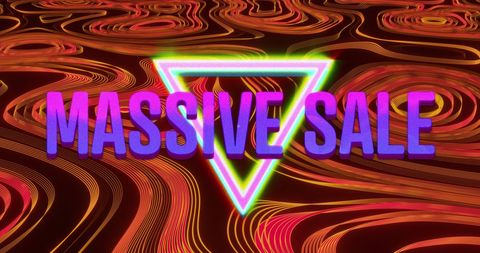 Vibrant Massive Sale Neon Message with Retro Patterns