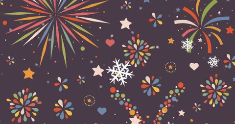 Colorful Fireworks and Snowflakes Holiday Celebration - Download Free Stock Images Pikwizard.com