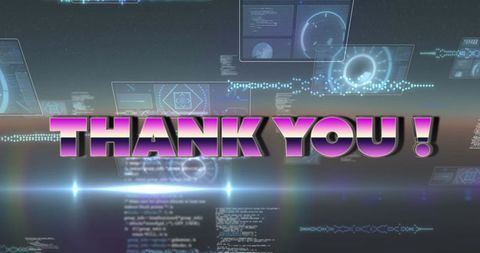 futuristic thank you text with digital interface elements - Download Free Stock Images Pikwizard.com