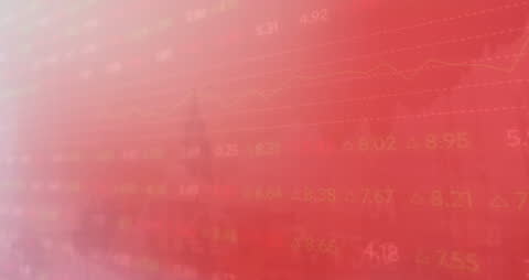 Abstract Red Financial Data Overlay with Graph and Numbers