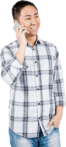 Transparent Background Smiling Asian Man Using Smartphone - Download Free Stock Videos Pikwizard.com
