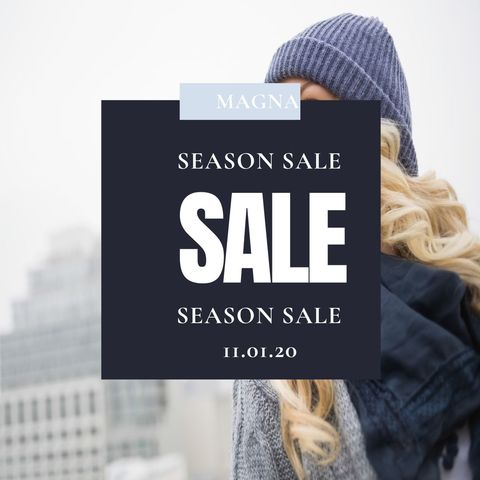 Winter sale promotion with woman in seasonal attire