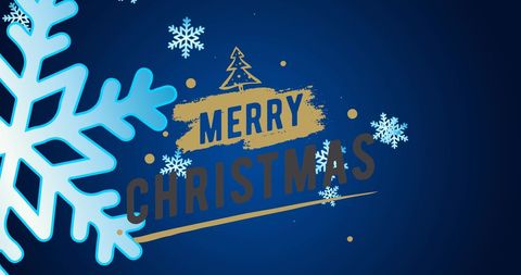 Festive christmas card with snowflakes and tree illustration