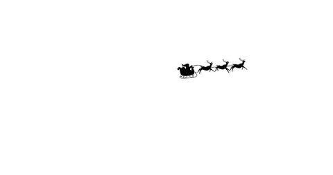Santa Sleigh with Reindeers Silhouette on White Background