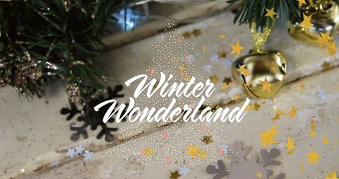 Winter Wonderland Festive Christmas Decorations with Golden Stars