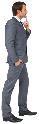 Younge Caucasian Businessman Thinking on Transparent Background
