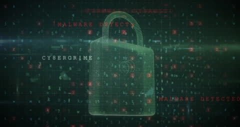 Cybersecurity Image With Padlock and Digital Data Overlay