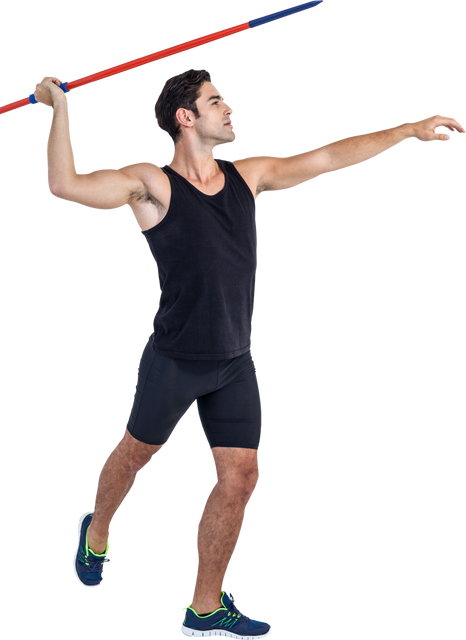 Male Athlete Practicing Javelin Throw with Focused Precision Transparent - Download Free Stock Videos Pikwizard.com