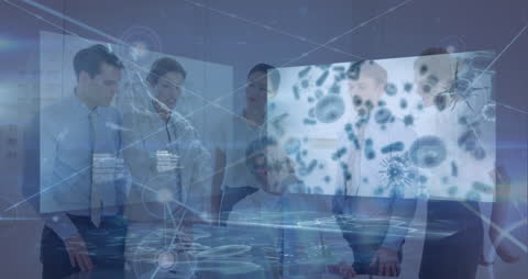 Collaborative Meeting with Futuristic Technology Interface