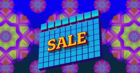 Retro Sale Announcement with Colorful Geometric Pattern