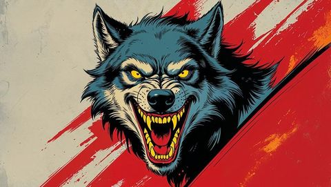 Aggressive werewolf with fierce expression creative illustration