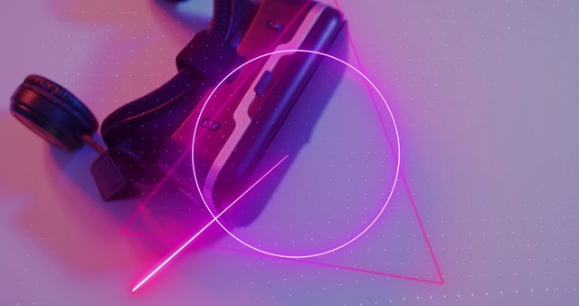 Neon Shapes and Gaming Controllers Featuring Digital Interface - Download Free Stock Images Pikwizard.com