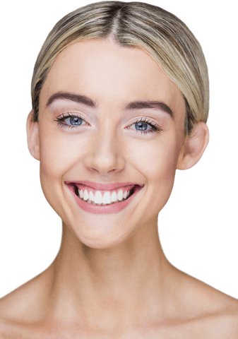 Portrait of Smiling Woman on Transparent Background