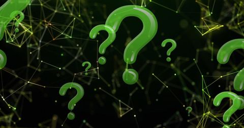 Green Question Marks Floating in Digital Network - Download Free Stock Images Pikwizard.com