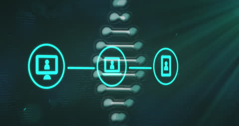 Cybersecurity Concept with Digital Chain Links