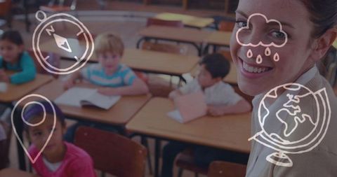 Engaged Classroom Learning with Inspirational Education Icons