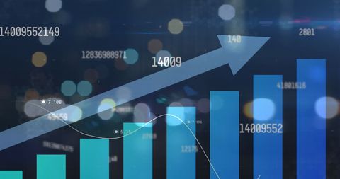 Rising Financial Graph with Out of Focus City Lights - Download Free Stock Images Pikwizard.com