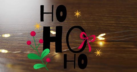 Festive Christmas 'Ho Ho Ho' Text with Decorations