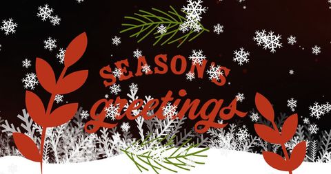 Festive Season's Greetings with Snowy Winter Background