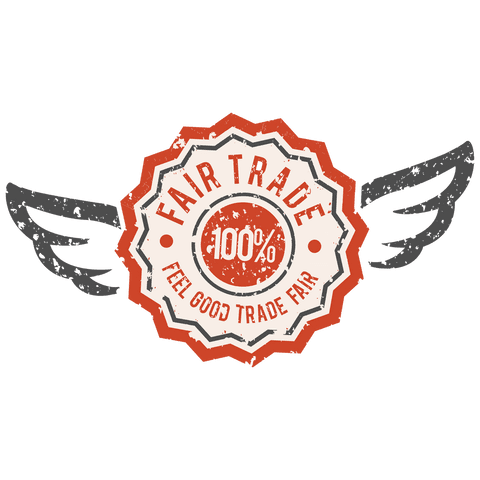 Fair trade roundel stamp with wings on transparent background