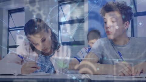 Students Engaged in Learning with Digital Network Overlay