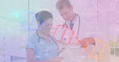 Diverse Doctors Collaborating in Futuristic Medical Environment