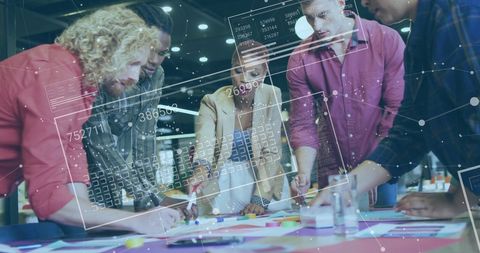 Diverse Team Engaging in Digital Brainstorming Session