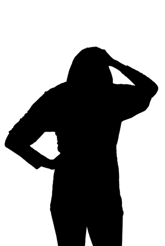 Transparent silhouette of woman thinking