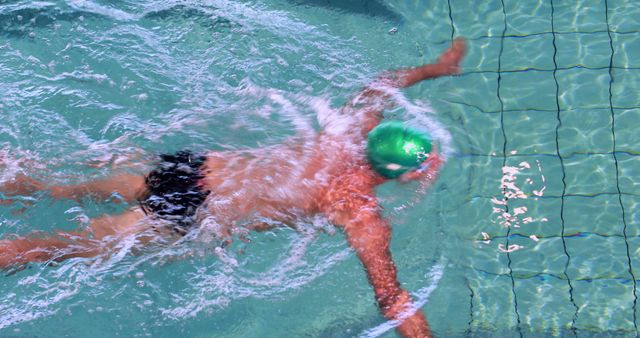 Professional Swimmer Practicing in Outdoor Pool - Download Free Stock Images Pikwizard.com