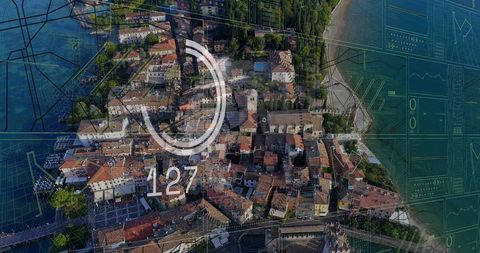 Cityscape with Digital Financial Interface Overlay