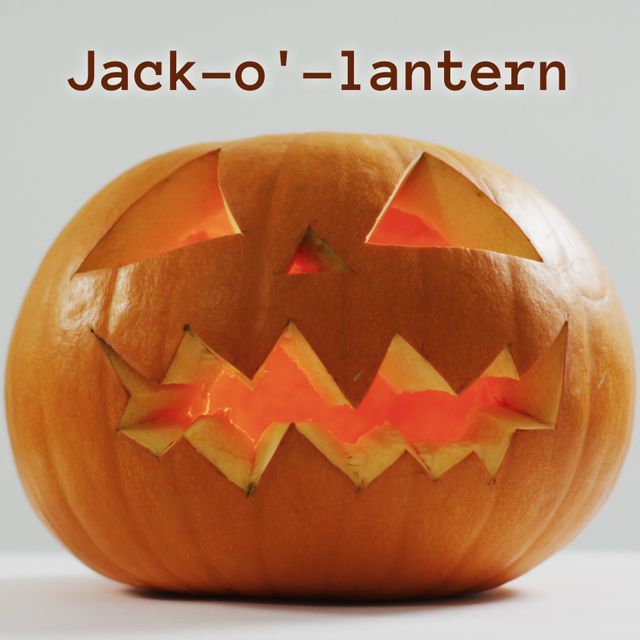 Jack-O'-Lantern with Carved Face on White Background - Download Free Stock Templates Pikwizard.com