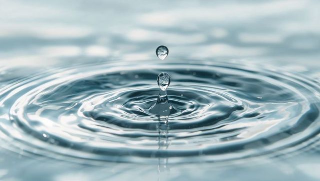 Perfect Water Droplet with Ripple on Calm Surface Creating Sense of Tranquility
